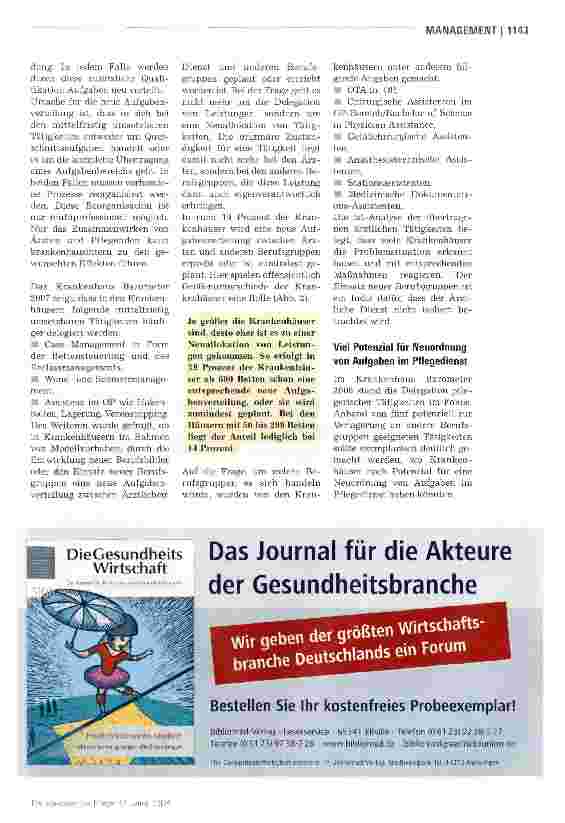 Vorschauseite 4: Neuordnung pflegerischer und ärztlicher Aufgaben gehört zusammen