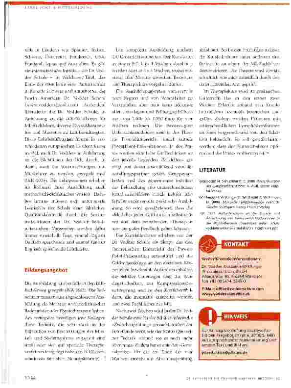 Vorschauseite 2: Manuelle Lymphdrainage nach Dr. VodderKonzepte stellen sich vor - auf der Basis des pt Konzepte-Fragebogens