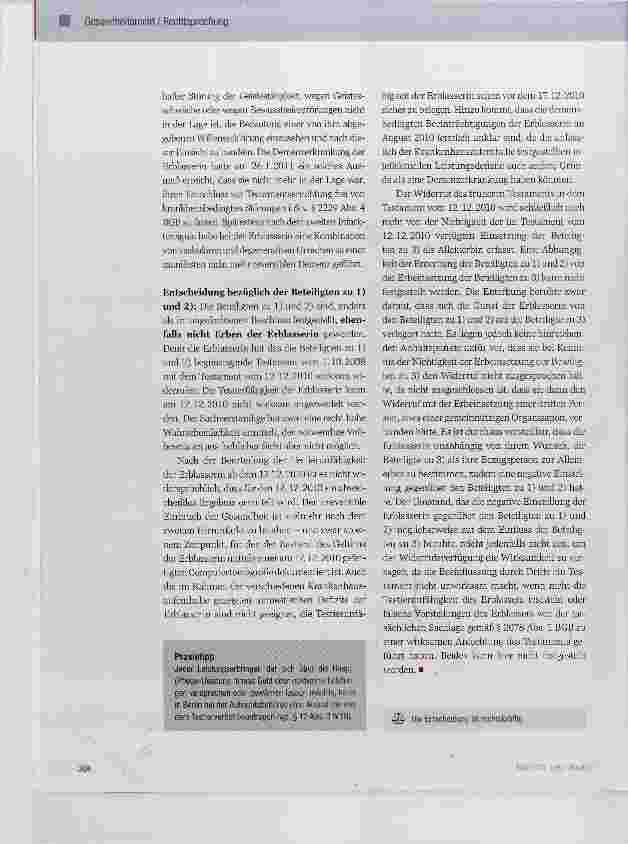 Vorschauseite 4: Einsetzung einer ehemaligen Pflegedienstleiterin als Alleinerbin