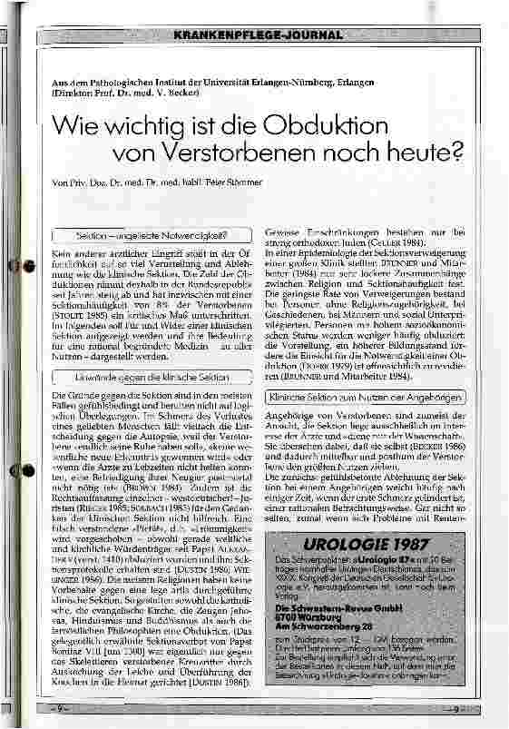 Vorschauseite 1: Wie wichtig ist die Obduktion von Verstorbenen noch heute