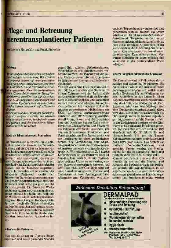 Vorschauseite 1: Pflege und Betreuung nierentransplantierter Patienten