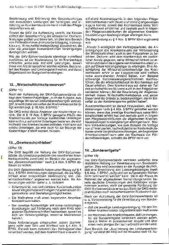 Vorschauseite 5: Budgetund Pflegesatzrunde 1988/89
