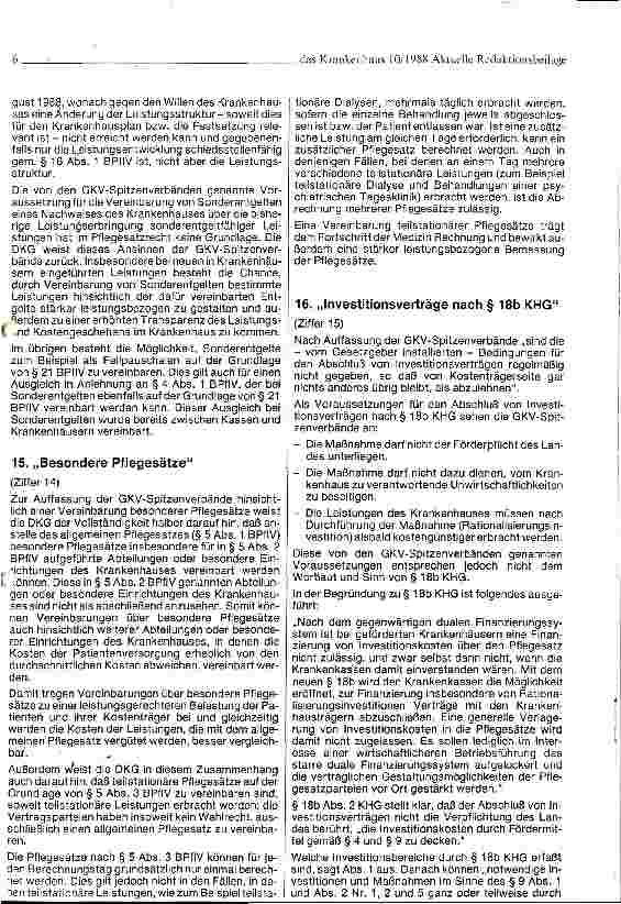 Vorschauseite 6: Budgetund Pflegesatzrunde 1988/89