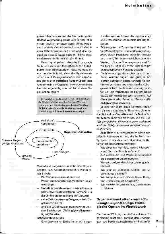 Vorschauseite 2: Wozu brauchen auch Pflegeheime eine Unternehmenskultur? Heimkultur - der kritische Faktor für nachhaltige Zufriedenheit der Bewohner