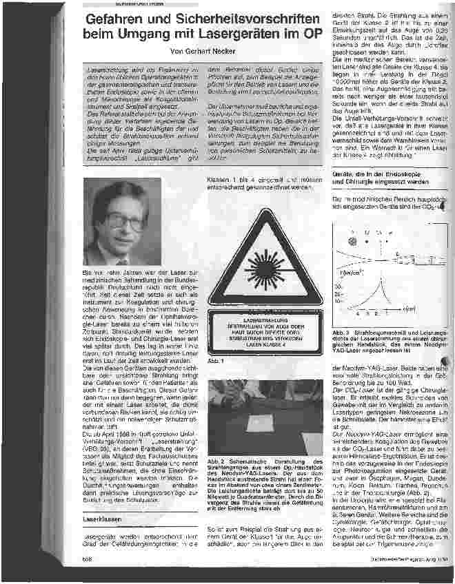 Vorschauseite 1: Gefahren und Sicherheitsvorschriften beim Umgang mit Lasergeräten im OP