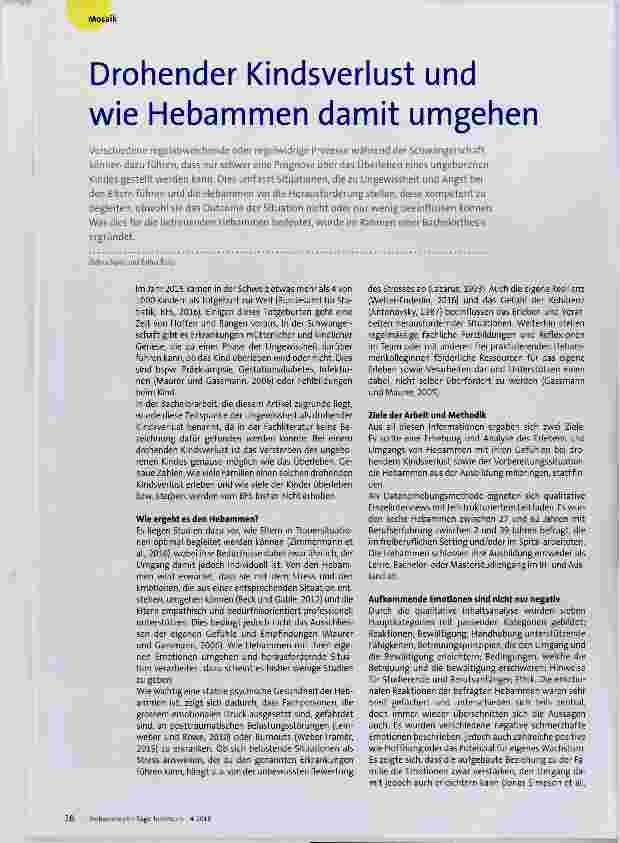 Vorschauseite 1: Drohender Kindsverlust und wie Hebammen damit umgehen
