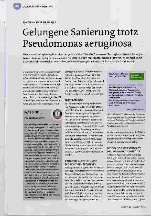 Vorschauseite 1: Gelungene Sanierung trotz Pseudomonas aeruginosa