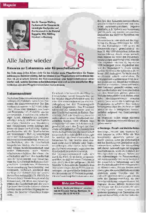 Vorschauseite 1: Alle Jahre wieder Hinweise zur Einkommensund Körperschaftssteuer