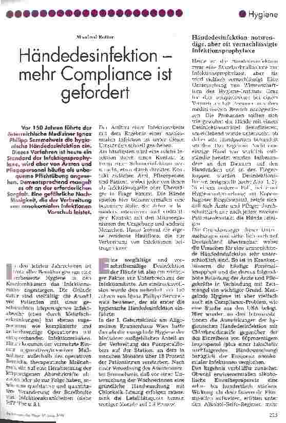 Vorschauseite 1: Händedesinfektion - mehr Compliance ist gefordert