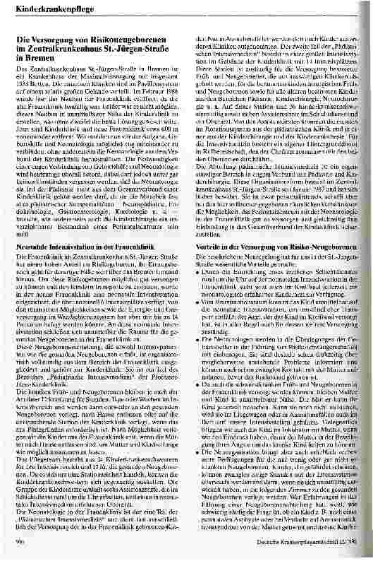 Vorschauseite 2: Die Versorgung von Risiko-Neugeborenen