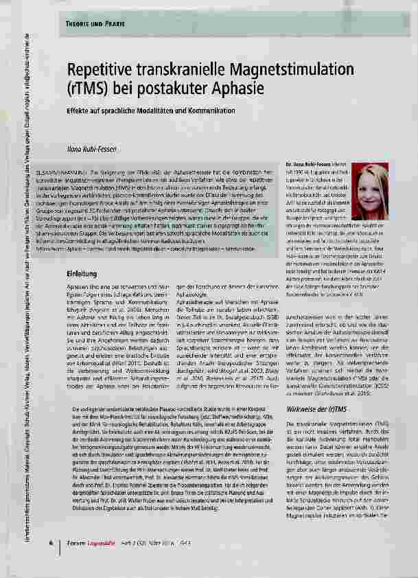 Vorschauseite 1: Repetitive transkranielle Magnetstimulation (rTMS) bei postakuter Aphasie