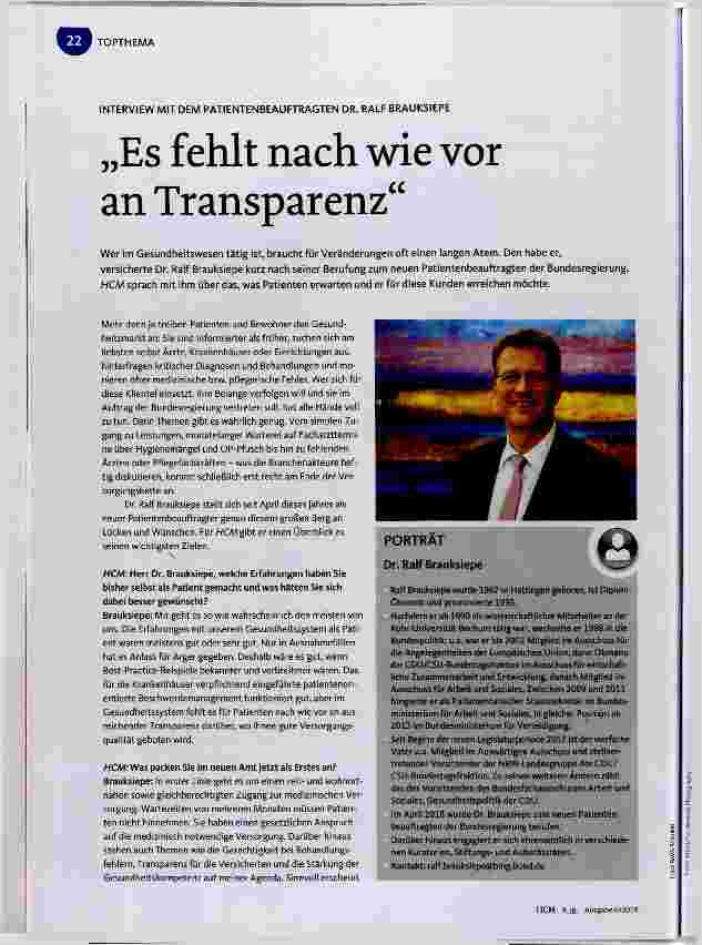 Vorschauseite 1: „Es fehlt nach wie vor an Transparenz“