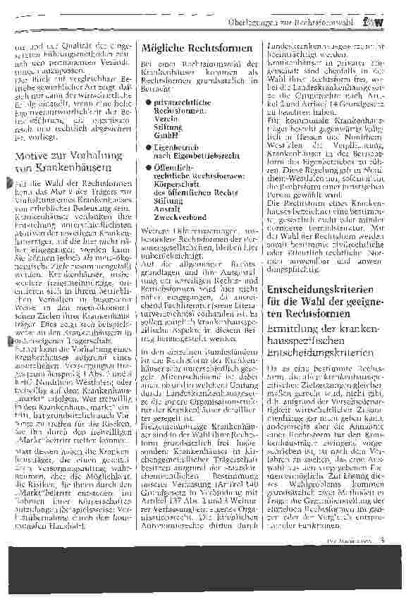 Vorschauseite 2: Überlegungen zur Rechtsformwahl bei Krankenhäusern
