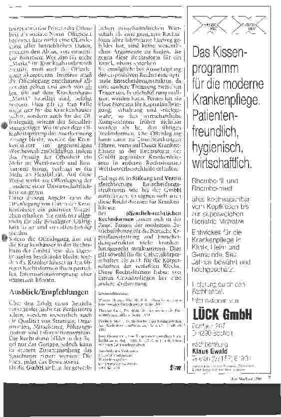 Vorschauseite 5: Überlegungen zur Rechtsformwahl bei Krankenhäusern