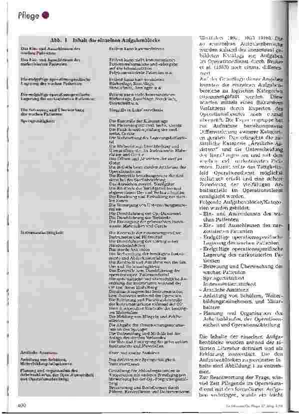 Vorschauseite 3: Untersuchung zu den pflegerischen Arbeitsbereichen im Operationsdienst 1. Teil