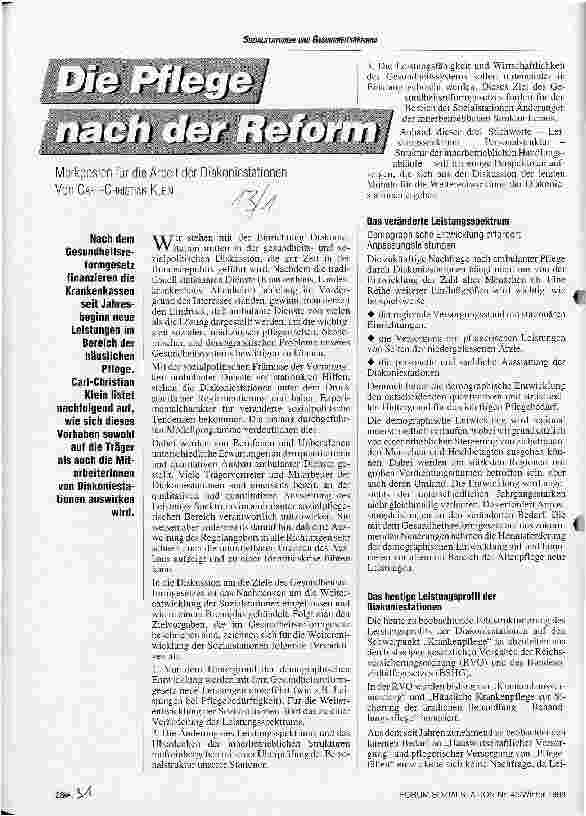 Vorschauseite 1: Die Pflege nach der Reform