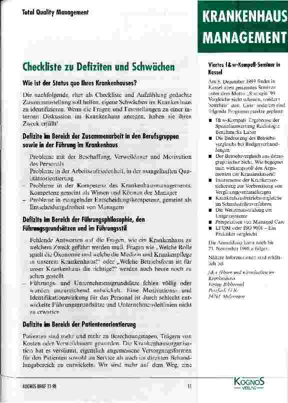 Vorschauseite 1: Checkliste zu Defiziten und Schwächen