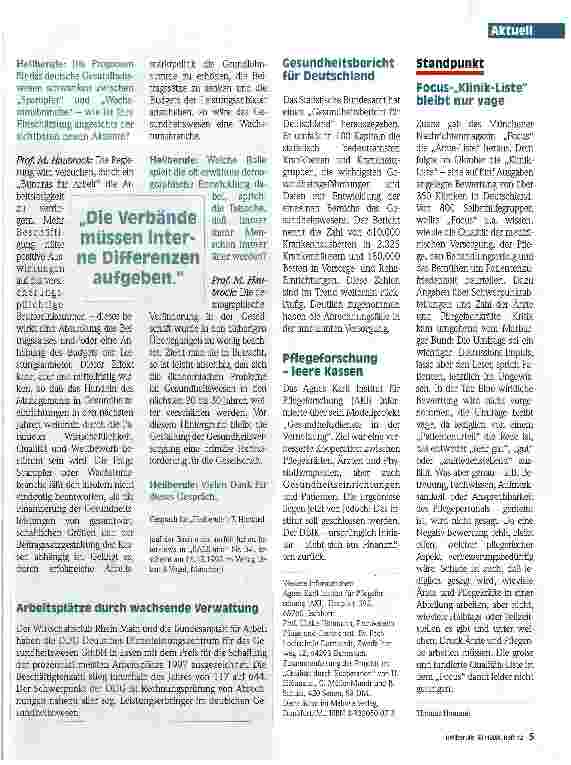 Vorschauseite 2: Aussicht auf Kurswechswechsel? Drei Fragen an Herrn Prof.Dr. Manfred Haubrock