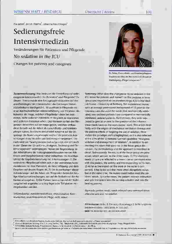 Vorschauseite 1: Sedierungsfreie Intensivmedizin