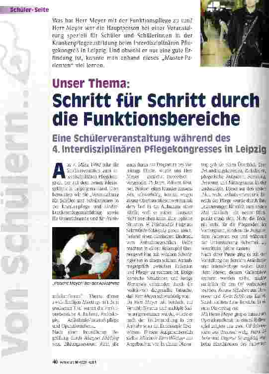 Vorschauseite 1: Schritt für Schritt durch die Funktionsbereiche Eine Schülerveranstaltung während des 4. Interdisziplinären Pflegekongresses in Leipzig