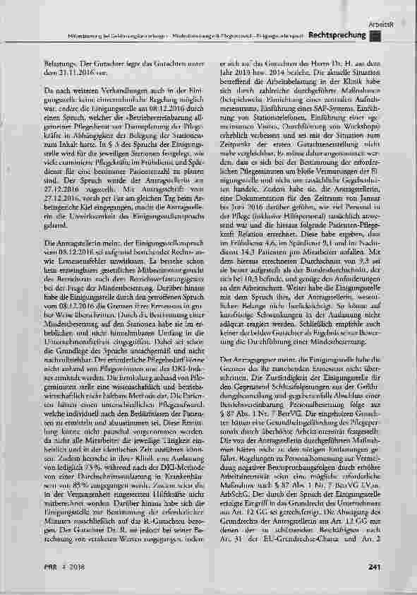 Vorschauseite 3: Mitbestimmung bei Gefährdungsbeurteilungen Mindestbesetzung mit Pflegepersonal Einigungsstellenspruch