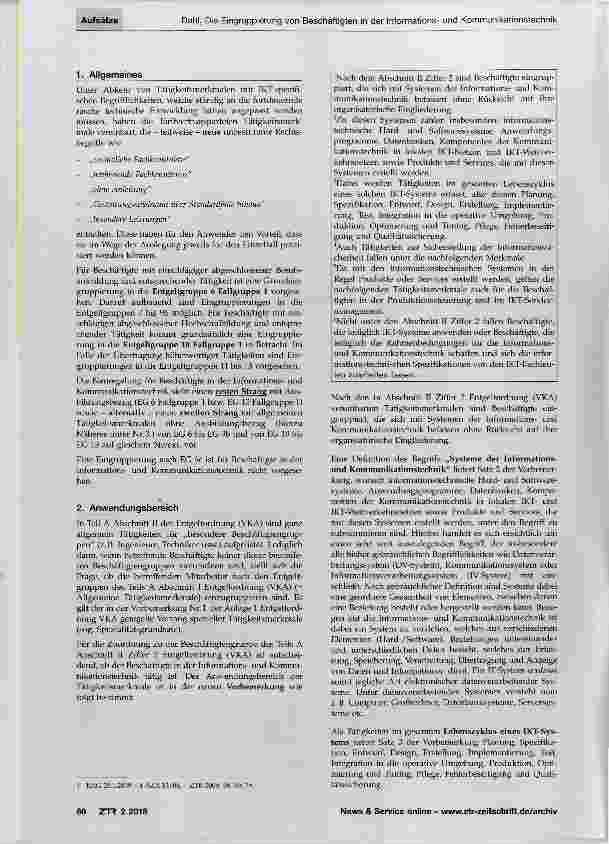 Vorschauseite 2: Die Eingruppierung von Beschäftigten in der Informationsund Kommunikationstechnik im Rahmen der Neuen Entgeltordnung VKA ab 1. 1. 2017