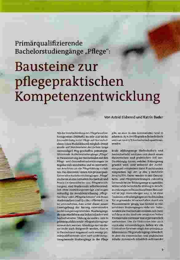Vorschauseite 1: Bausteine zur pflegepraktischen Kompetenzentwicklung