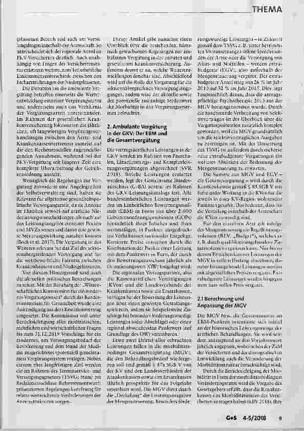 Vorschauseite 2: Status quo und gesundheitspolitischer Reformbedarf im ambulanten Vergütungssystem