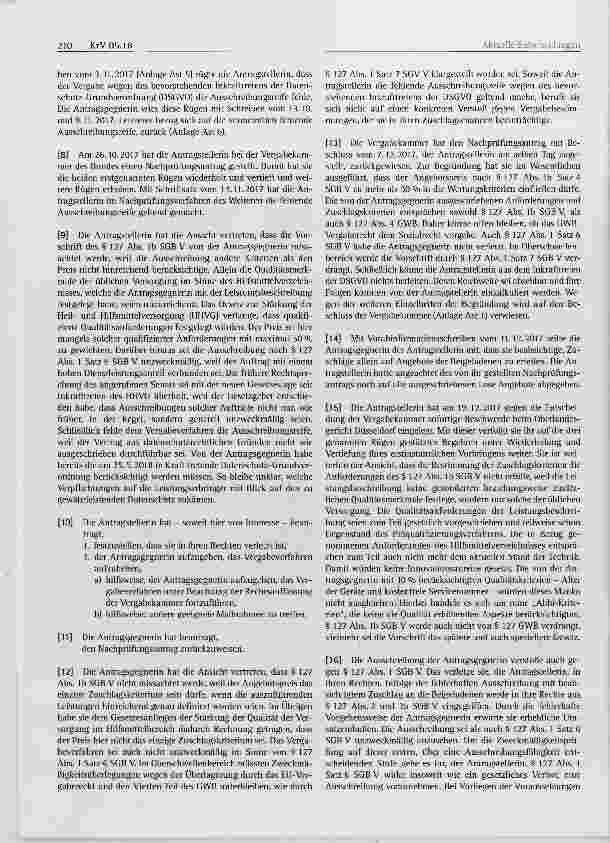 Vorschauseite 2: Prüfung der Zweckmäßigkeit einer Ausschreibung gemäß § 127 Abs. 1 Satz 1 und Satz 6 SGB V durch die Vergabeinstanzen und die Sozialgerichtsbarkeit