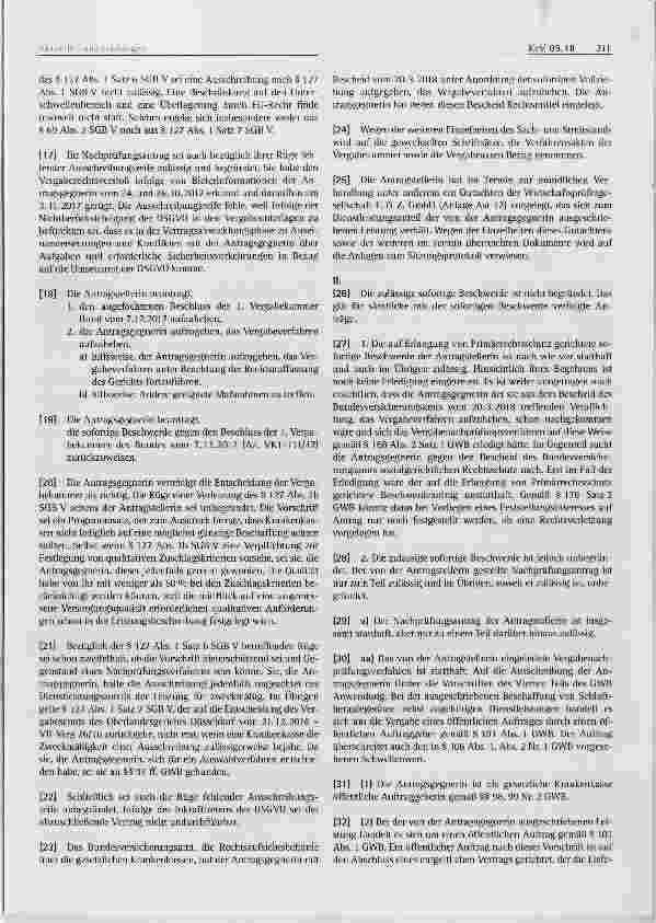 Vorschauseite 3: Prüfung der Zweckmäßigkeit einer Ausschreibung gemäß § 127 Abs. 1 Satz 1 und Satz 6 SGB V durch die Vergabeinstanzen und die Sozialgerichtsbarkeit