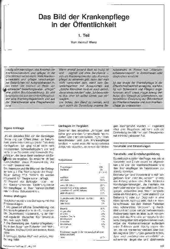 Vorschauseite 1: Das Bild der Krankenpflege in der Öffentlichkeit 1. Teil