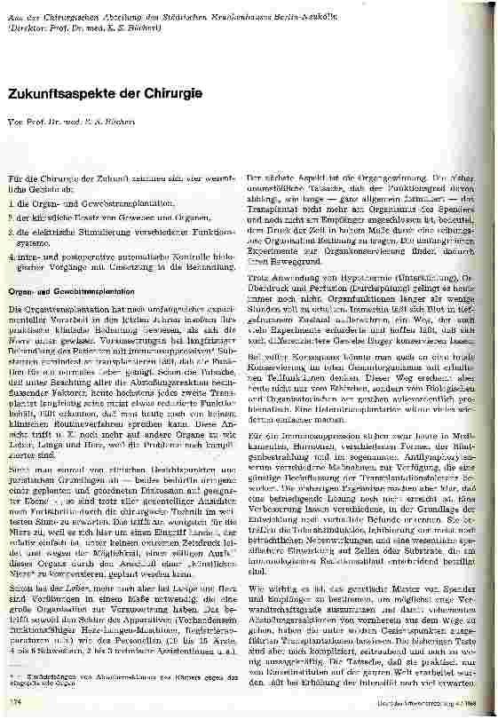 Vorschauseite 1: Zukunftsaspekte der Chirurgie
