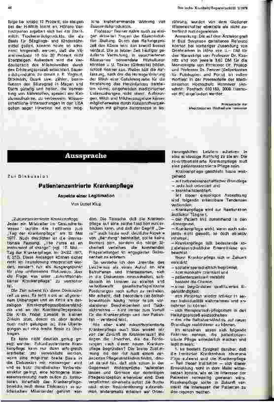 Vorschauseite 1: Patientenzentrierte Krankenpflege Aspekte einer Legitimation