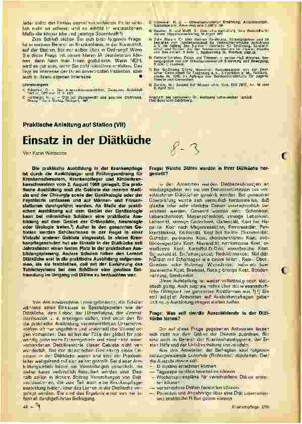Vorschauseite 2: Ernährungsprobleme in Krankenhaus und Kuranstalt Gesundheitserziehung - Kernstück der Gesundheitsvorsorge (XII)
