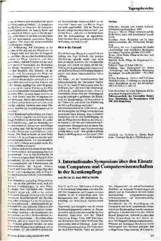 Vorschauseite 4: Schwesternschule Heidelberg - Modell seit 35 Jahren Fortbildungstagung zum 35jährigen Bestehen am 29.04.1988 in Heidelberg