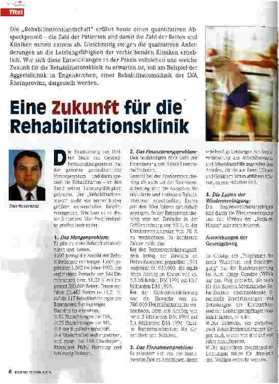 Vorschauseite 1: Eine Zukunft für die Rehabilitationsklinik