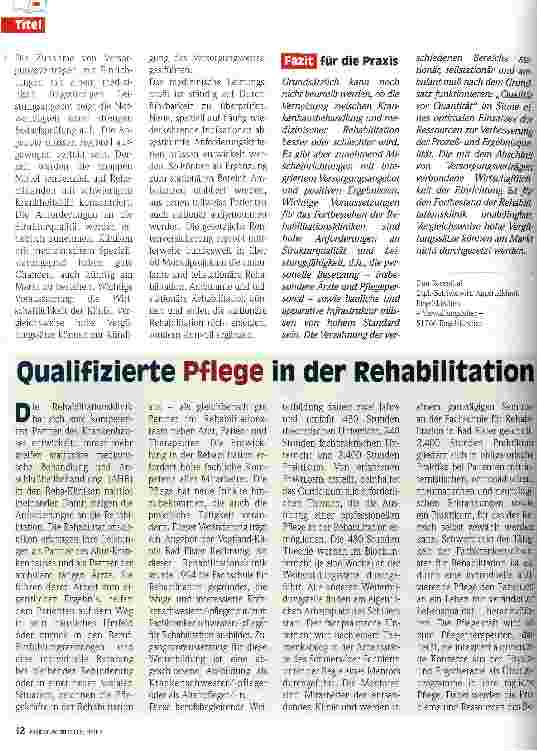Vorschauseite 5: Eine Zukunft für die Rehabilitationsklinik