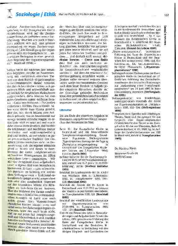Vorschauseite 4: Dem Leben auf der Spur... Die Kirchen und die ethische Bewertung der Organtransplantation
