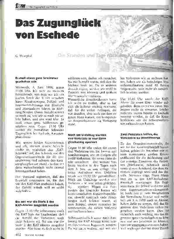 Vorschauseite 1: Das Zugunglüch von Eschede