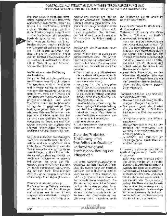 Vorschauseite 2: Portofolios als Struktur zur Mitarbeiterqualifizierung und Personaloptimierung im Rahmen des Qualitätsmanagements
