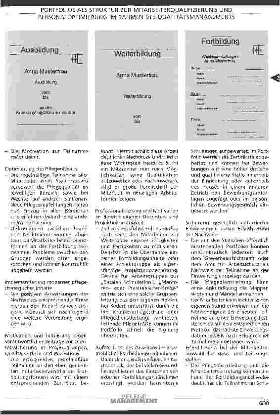 Vorschauseite 3: Portofolios als Struktur zur Mitarbeiterqualifizierung und Personaloptimierung im Rahmen des Qualitätsmanagements