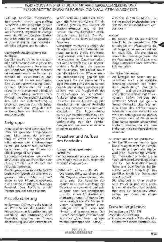 Vorschauseite 5: Portofolios als Struktur zur Mitarbeiterqualifizierung und Personaloptimierung im Rahmen des Qualitätsmanagements