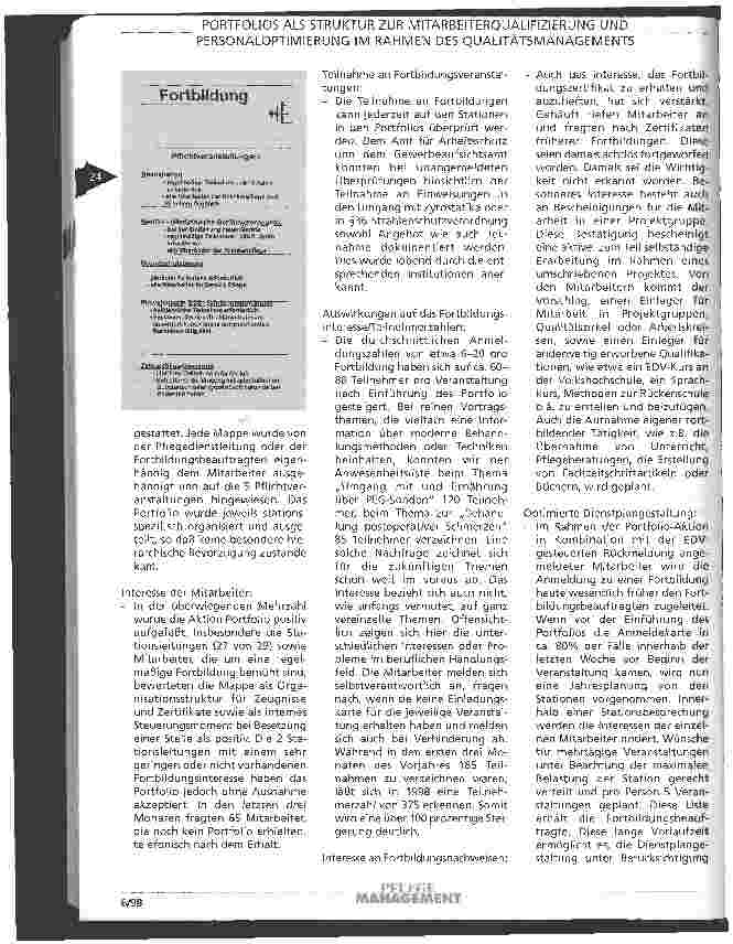 Vorschauseite 6: Portofolios als Struktur zur Mitarbeiterqualifizierung und Personaloptimierung im Rahmen des Qualitätsmanagements