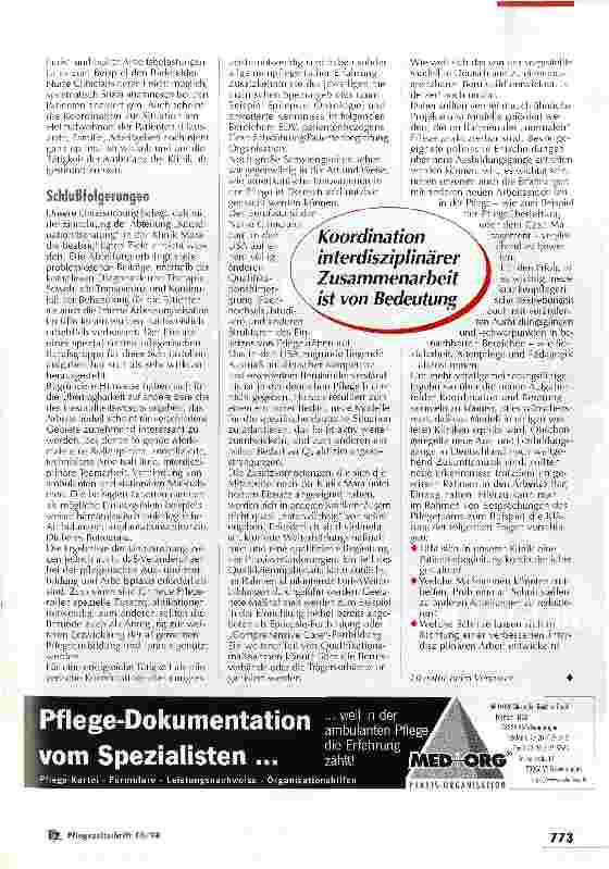 Vorschauseite 5: Eine spezialisierte pflegerische Berufsgruppe betreut Schnittstellen Koordination und Beratung