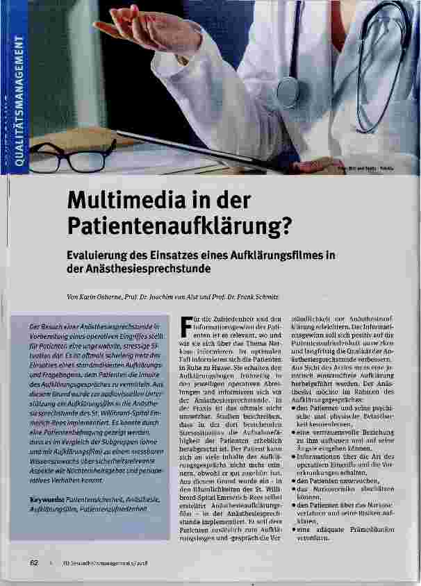 Vorschauseite 1: Multimedia in der Patientenaufklärung?