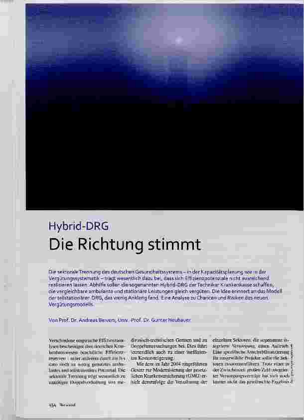 Vorschauseite 1: Hybrid-DRG Die Richtung stimmt