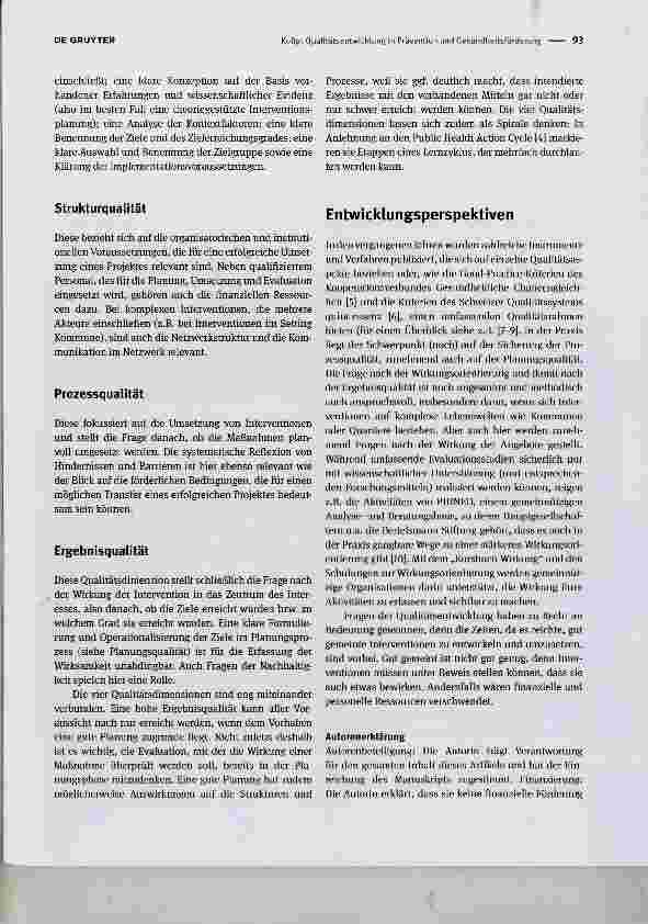 Vorschauseite 2: Qualitätsentwicklung in Prävention und Gesundheitsförderung