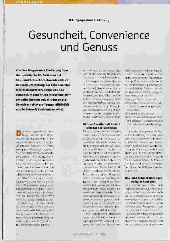 Vorschauseite 1: Gesundheit, Convenience und Genuss