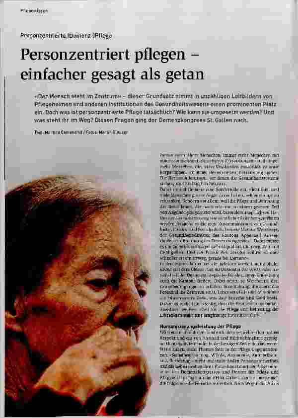 Vorschauseite 1: Personzentriert pflegen einfacher gesagt als getan