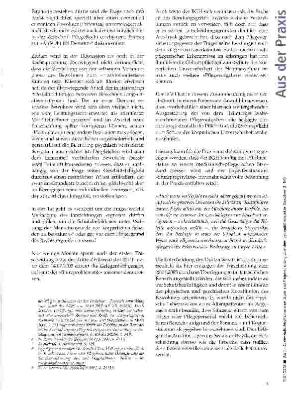 Vorschauseite 3: Zu den Aufsichtspflichten einer Altenund Pflegeeinrichtung über einen dementiell erkrankten Bewohner (1. Teil)